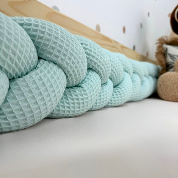 Braided Bed Bumper Waffle Pique Blue Ice Blue - 3 braids