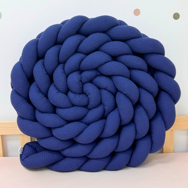 Braided Bed Bumper Waffle Pique Indigo - 3 braids