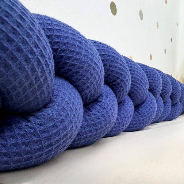 Braided Bed Bumper Waffle Pique Indigo - 3 braids