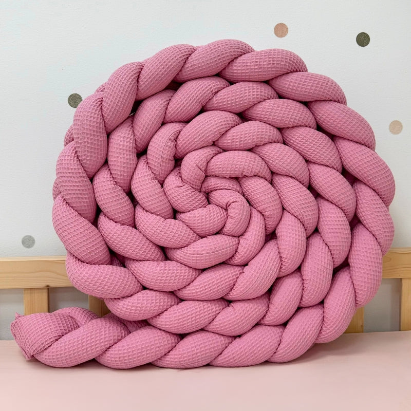 Braided Bed Bumper Waffle Pique Ruby - 3 braids