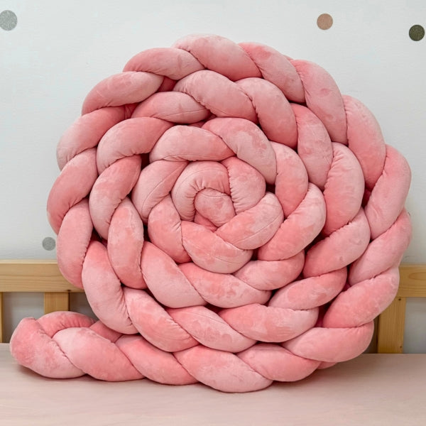 Braided Bed Bumper Velvet Flamingo - 3 braids