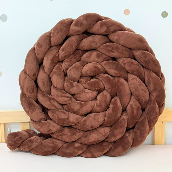 Braided Bed Bumper Velvet Touch Chocolat - 3 braids