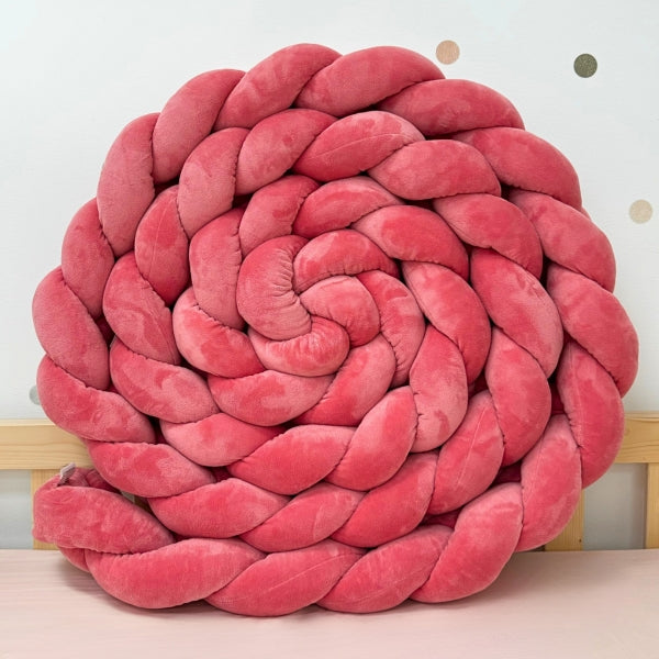 Braided Bed Bumper Velvet Touch Bubblegum - 3 braids