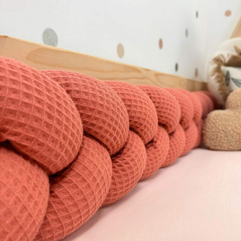 Braided Bed Bumper Waffle Pique Flamingo - 3 braids