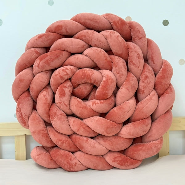 Braided Bed Bumper Velvet Touch Pink Terracotta - 3 braids