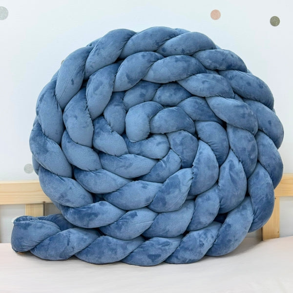 Braided Bed Bumper Velvet Touch Moroccan Blue - 3 braids