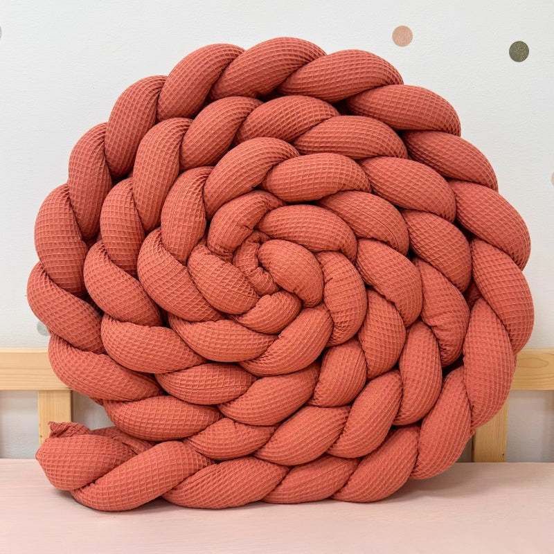 Braided Bed Bumper Waffle Pique Flamingo - 3 braids