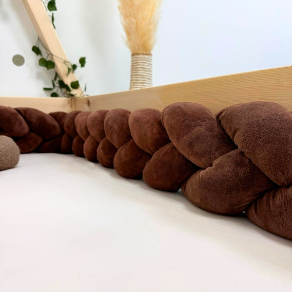 Braided Bed Bumper Velvet Touch Chocolat - 3 braids