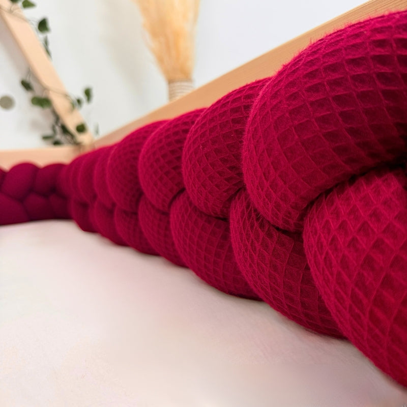 Braided Bed Bumper Waffle Pique Maroon - 3 braids